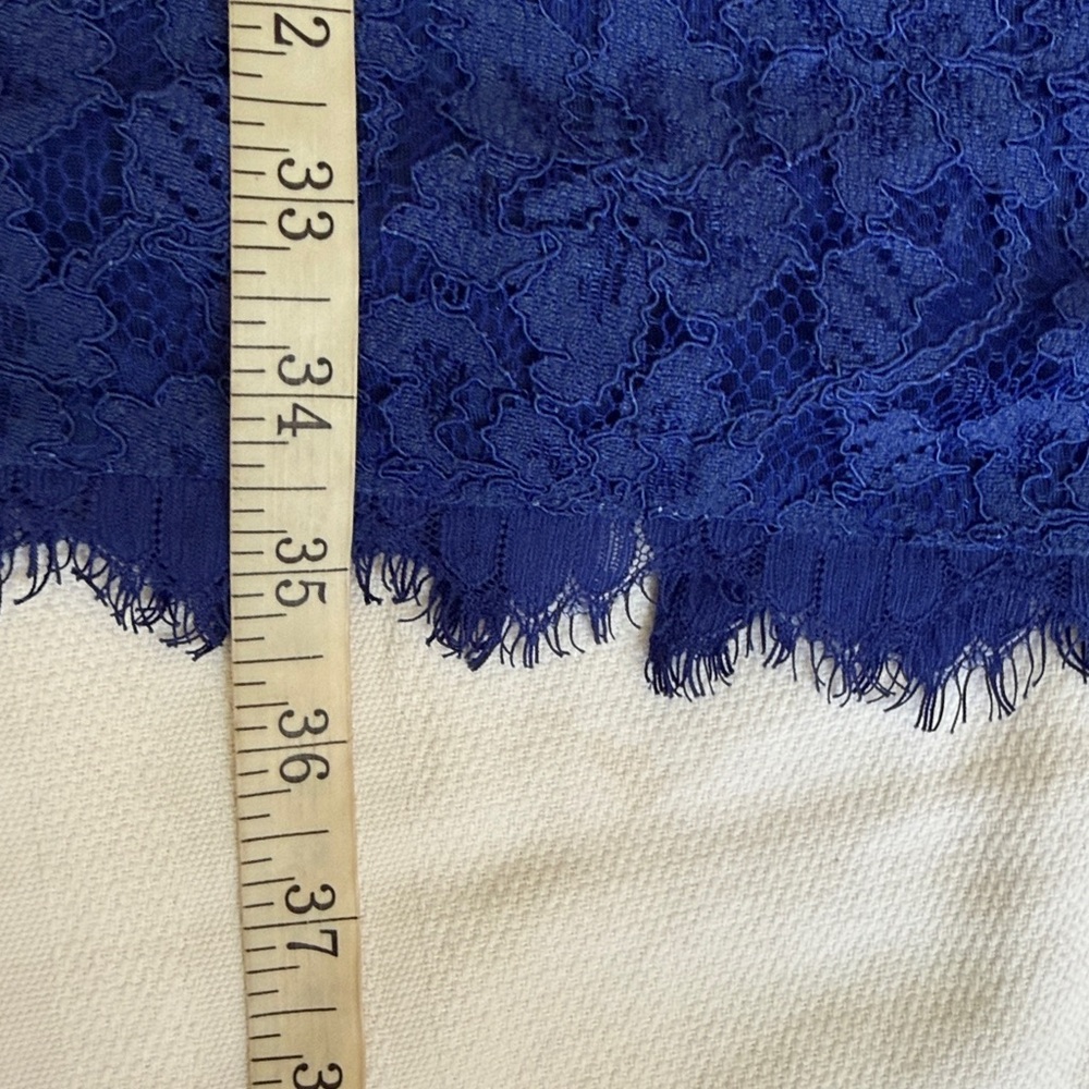 Diane Von Furstenberg Zarita Blue Lace 3/4 Sleeve Back Zip Sheath Size 4 - Picture 10 of 13